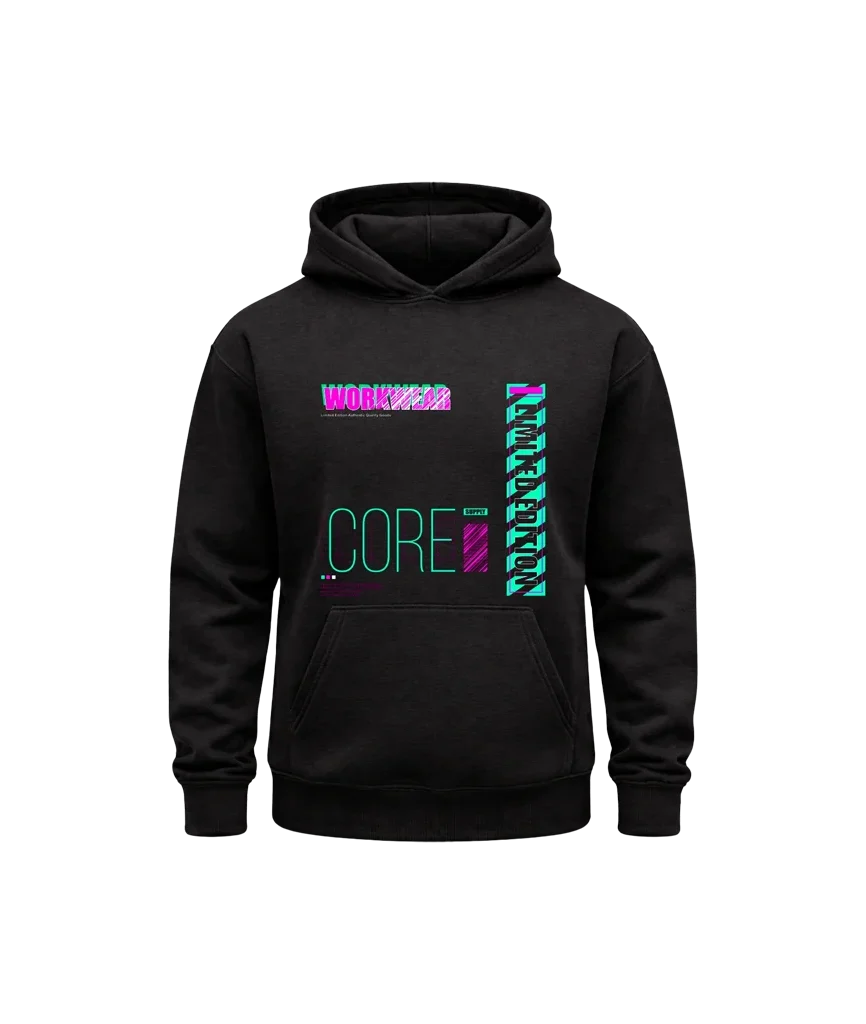 Workwear Black Print Hoodie