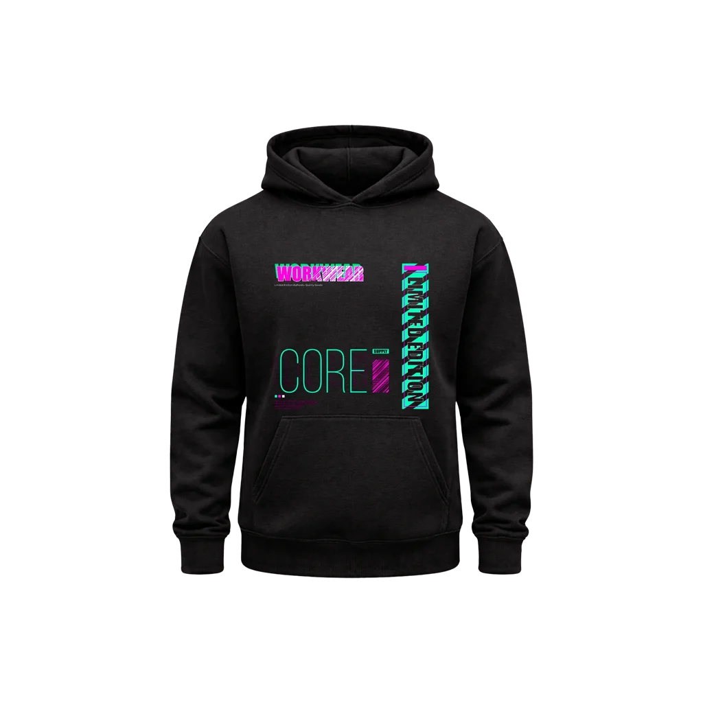 Workwear Black Print Hoodie