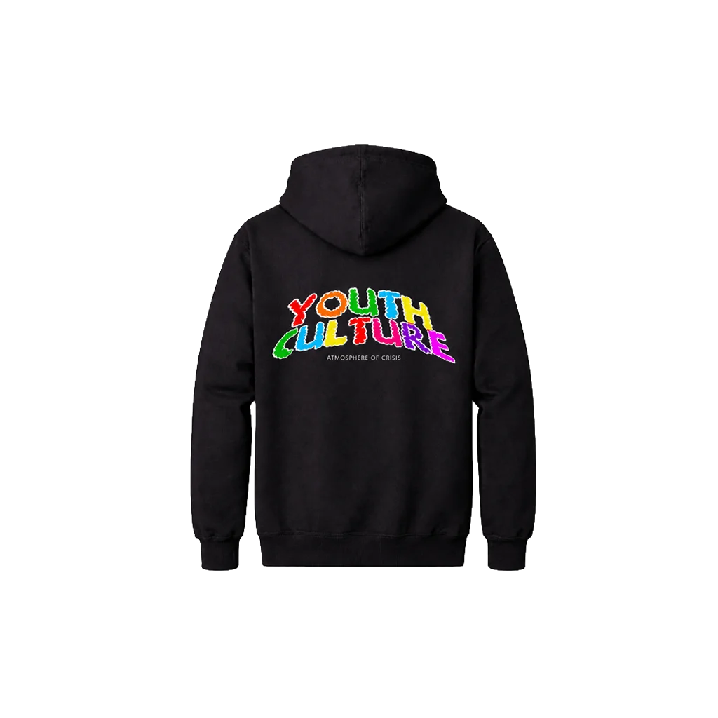 Retro Flower Grid Black Hoodie