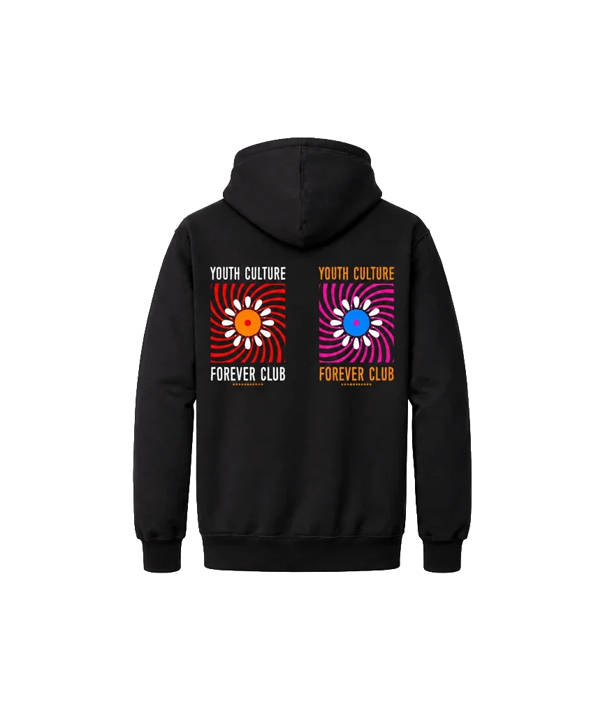 Youth Culture Forever Club Front And Back Print Hoodie