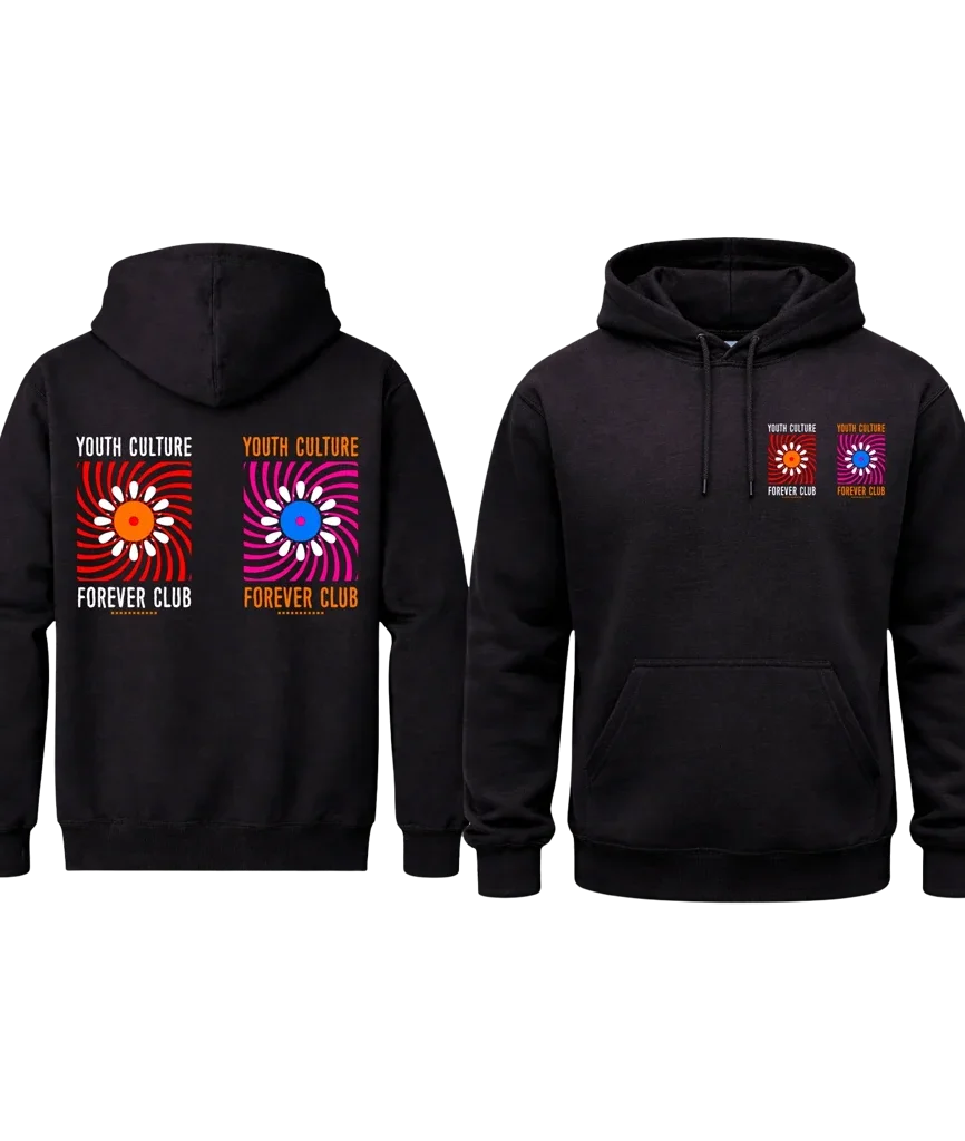 Youth Culture Forever Club Front And Back Print Hoodie