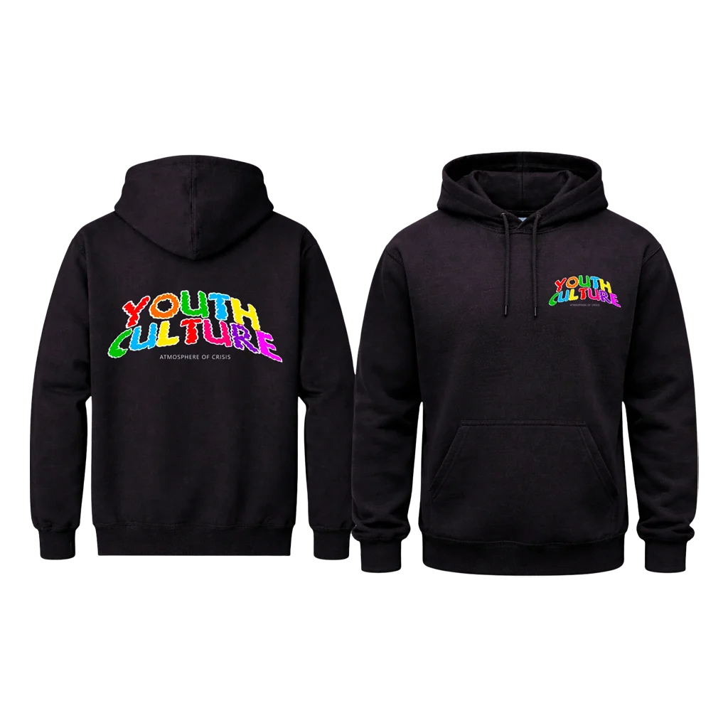 Retro Flower Grid Black Hoodie