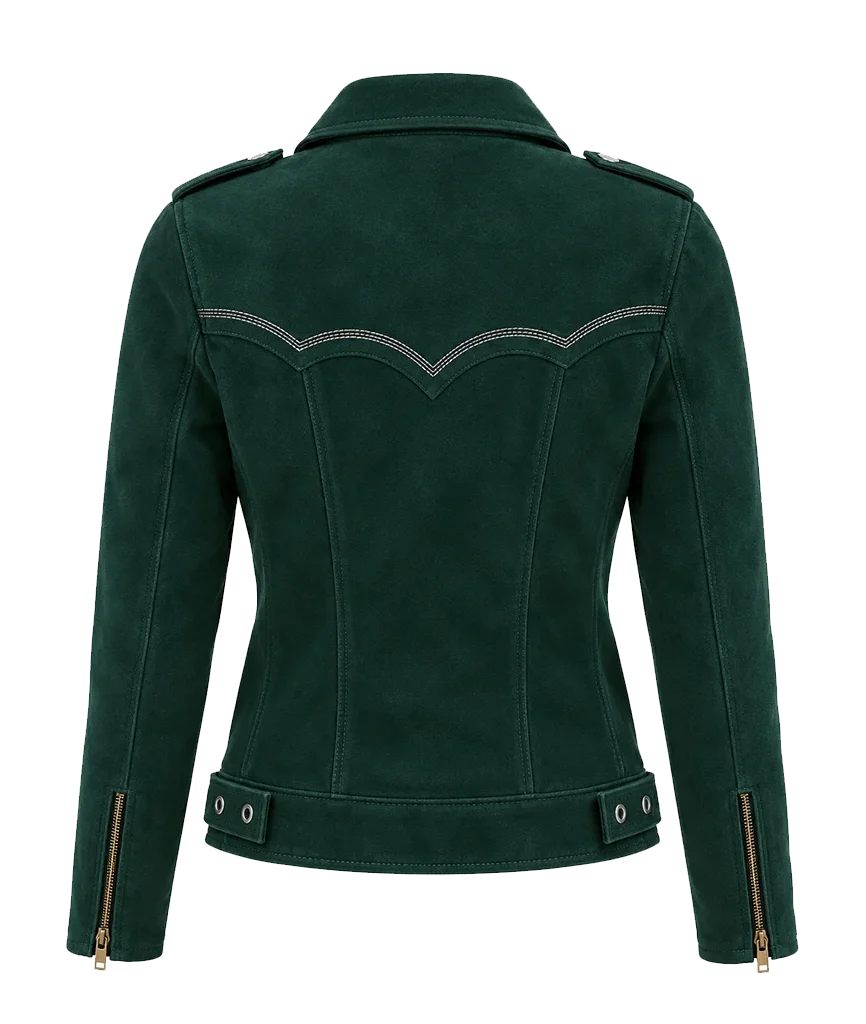 Rodeo Women Emerald City Suede Biker Jacket