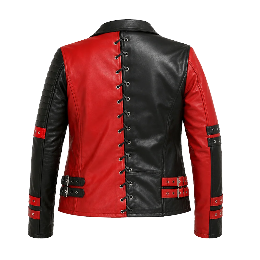 Womens North American Champ Izzi Dame Studded Biker Leather Jacket - Image 2