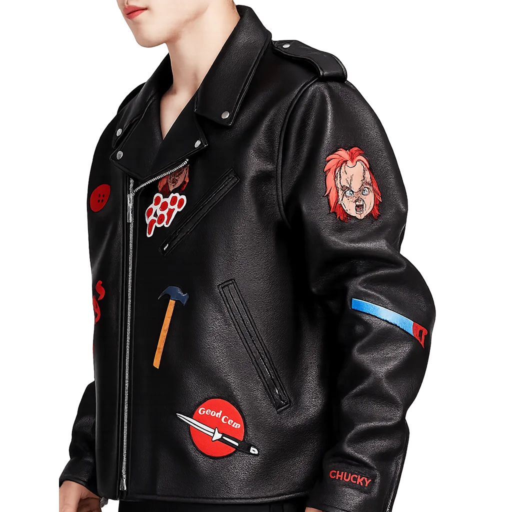 Chucky-Good-Guys-2025-Black-Biker-Leather-Jacket - Image 4