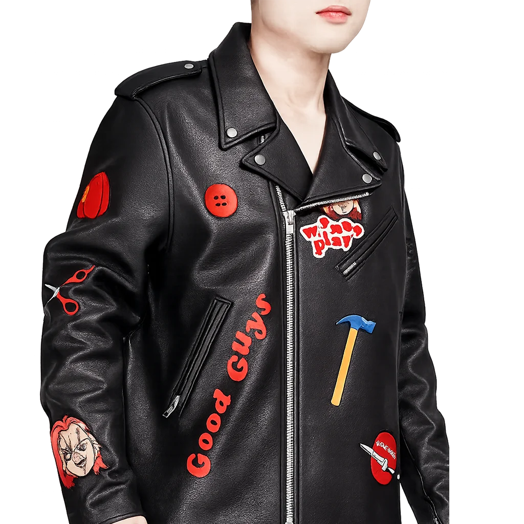 Chucky-Good-Guys-2025-Black-Biker-Leather-Jacket - Image 3