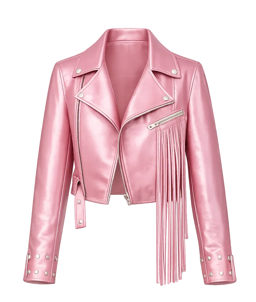 Gigi Hadid Street Style Pink Biker Jacket