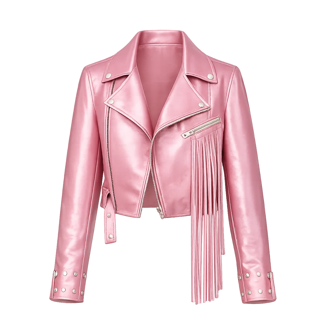 Gigi Hadid Street Style Pink Biker Jacket