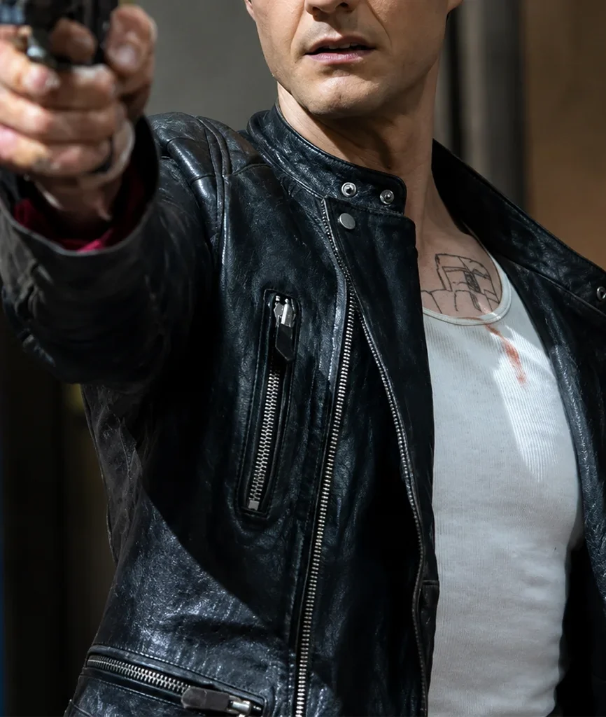 Novocaine 2025 Jack Quaid Black Leather Jacket