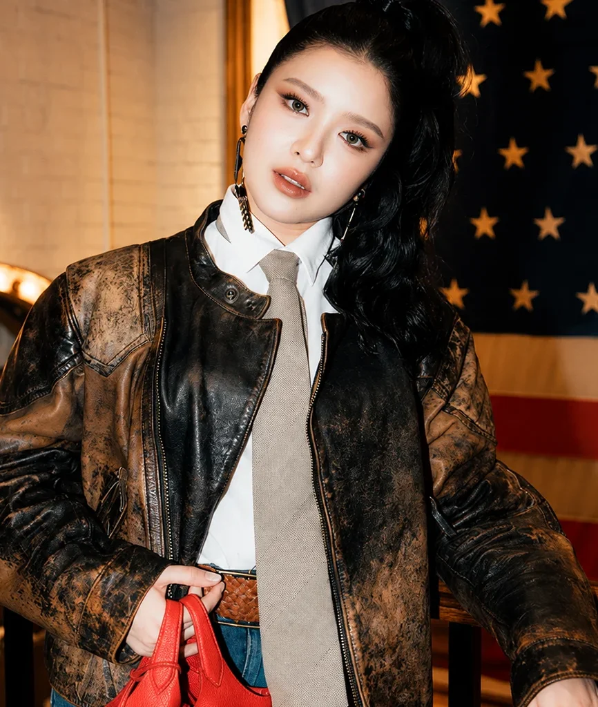 Polo Ralph Lauren 10th Anniversary Celebration Tiara Andini Crackled Leather Jacket