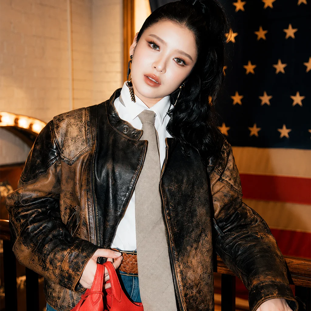 Polo Ralph Lauren 10th Anniversary Celebration Tiara Andini Crackled Leather Jacket - Image 2