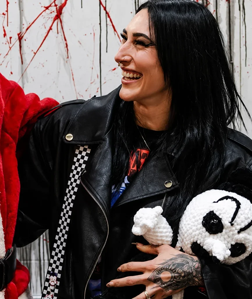 Rhea Ripley Silver Scream Con 2025 Black Biker Jacket