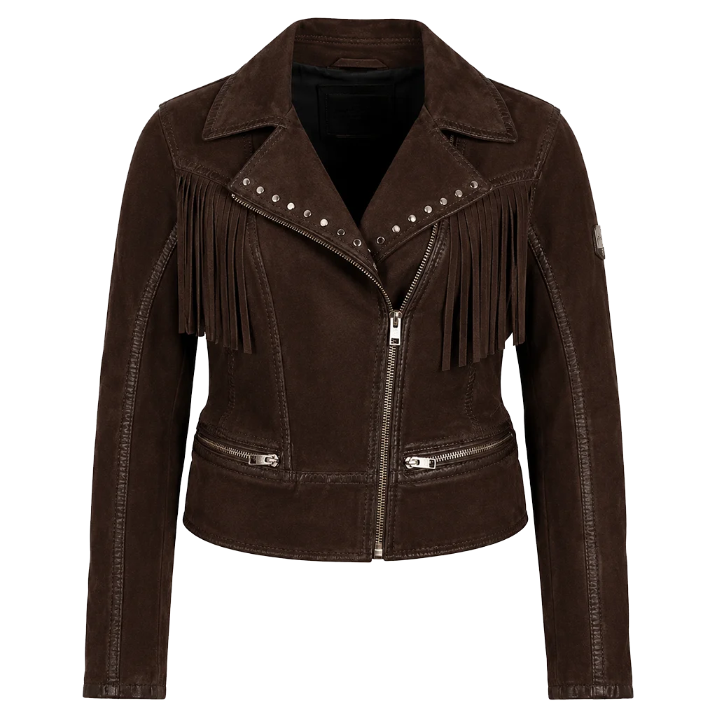 Rodeo Western Cowgirl Biker Leather Jacket