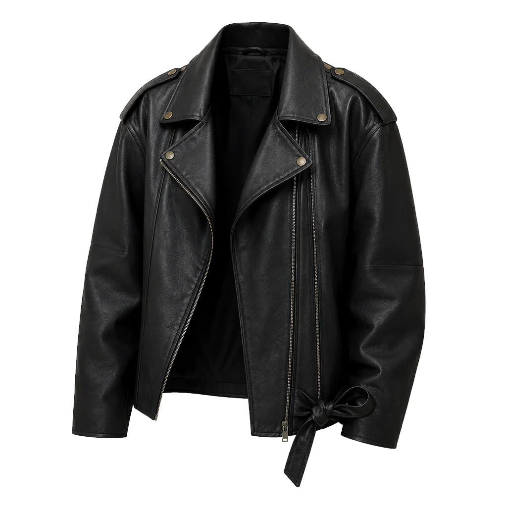 Rhea Ripley Silver Scream Con 2025 Black Biker Jacket