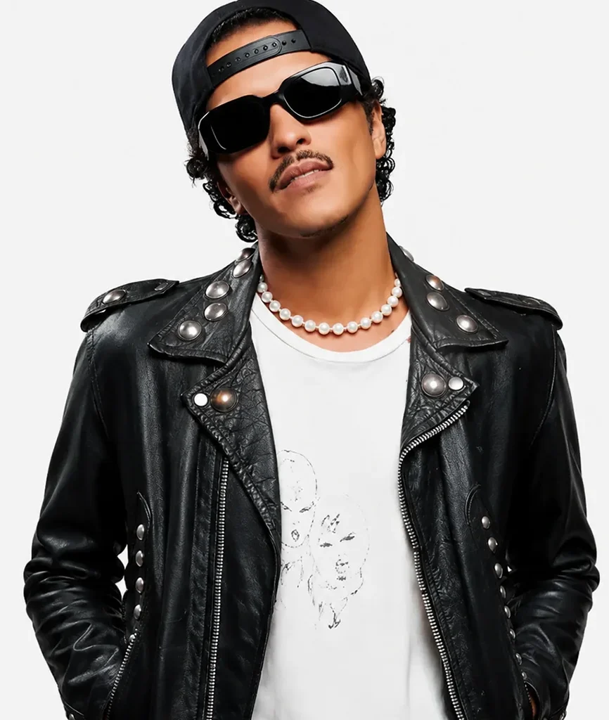Apt Bruno Mars Black Leather Biker Jacket