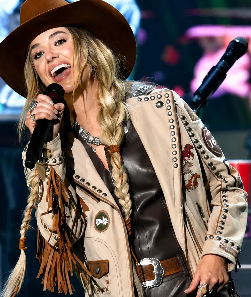 The CMT Music Awards 2024 Lainey Wilson Beige Fringe Leather Jacket
