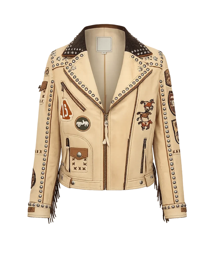 The CMT Music Awards 2024 Lainey Wilson Beige Fringe Leather Jacket