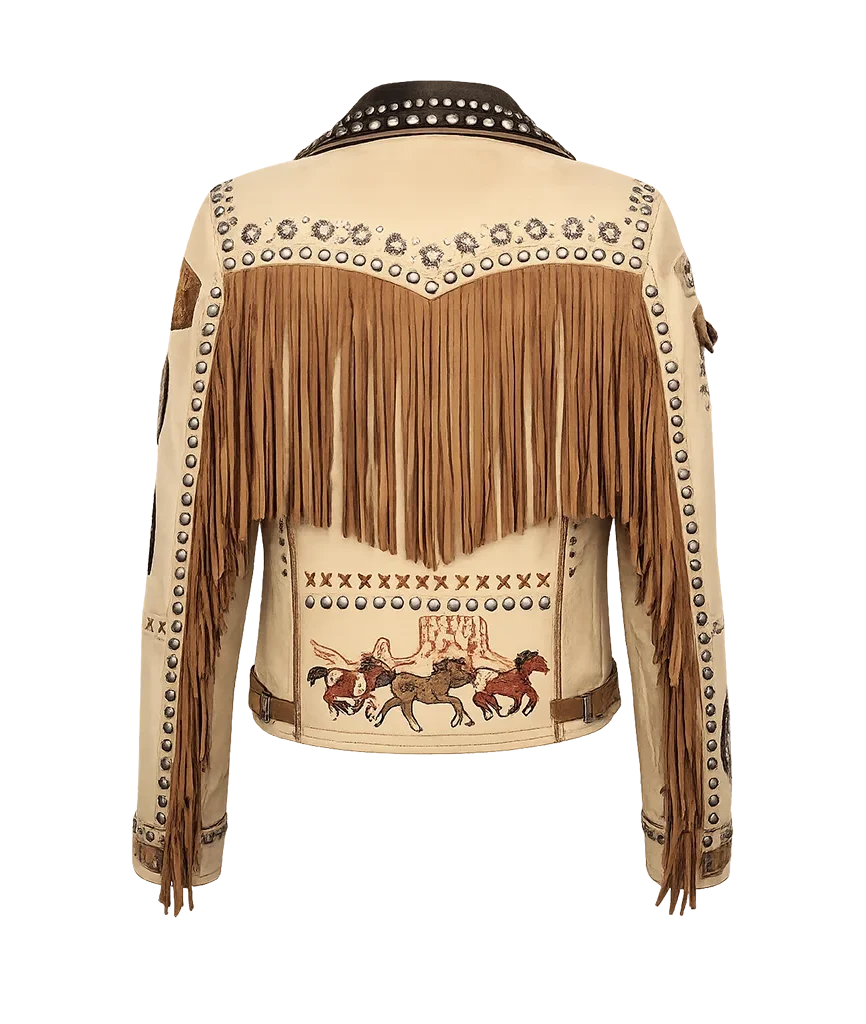 The CMT Music Awards 2024 Lainey Wilson Beige Fringe Leather Jacket
