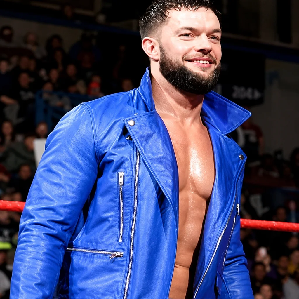 WWE Finn Balor Blue Leather Jacket - Image 2