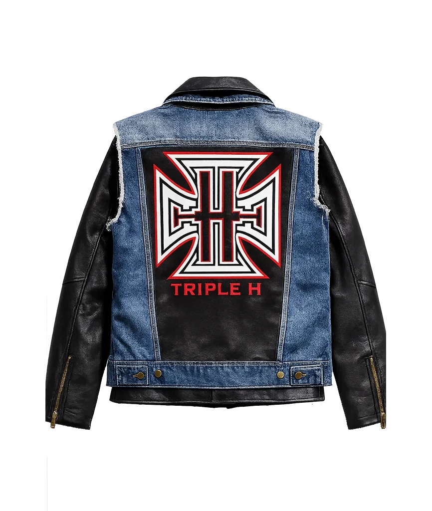 WWE Triple H Denim Leather Jacket