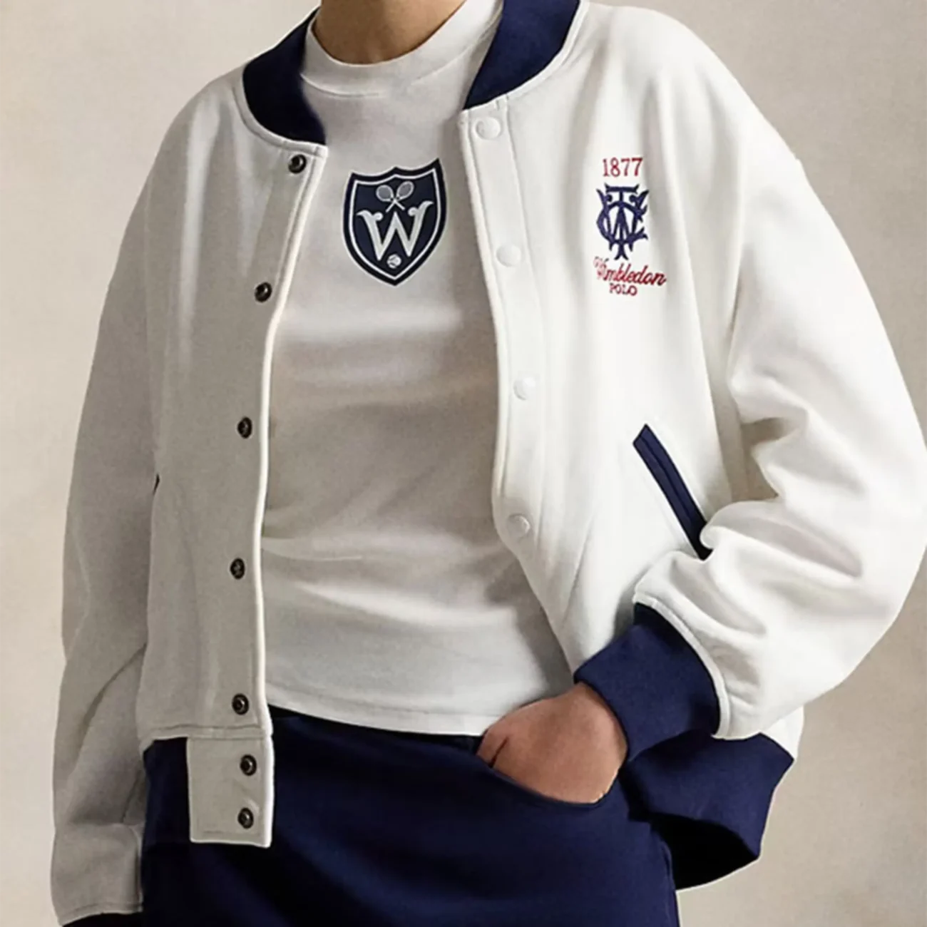 Polo Ralph Lauren x Wimbledon White Varsity Bomber Jacket