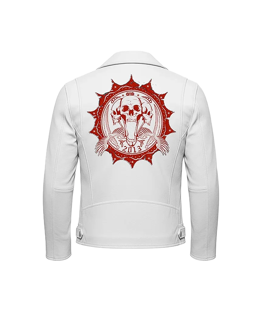 2013 Three-Headed Skull Leather Moto Jacket