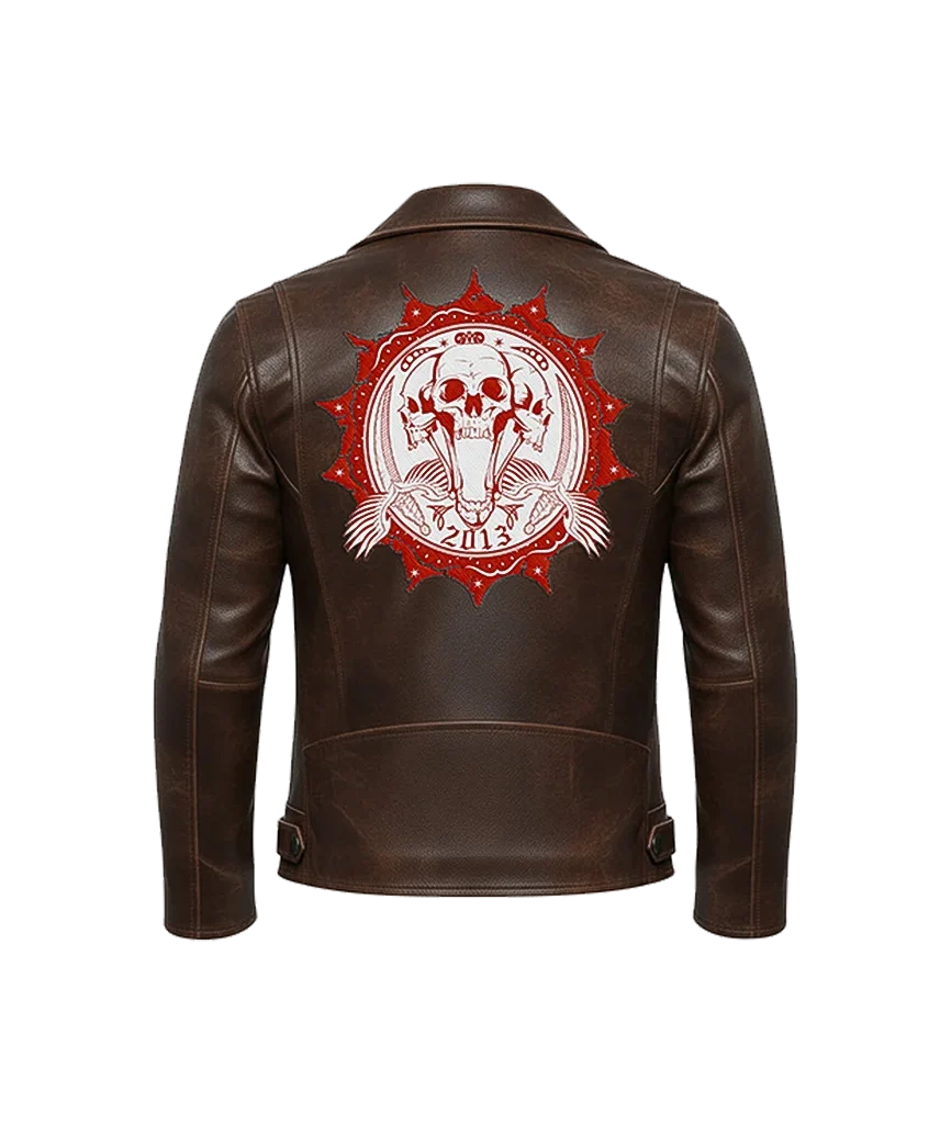 2013 Three-Headed Skull Leather Moto Jacket