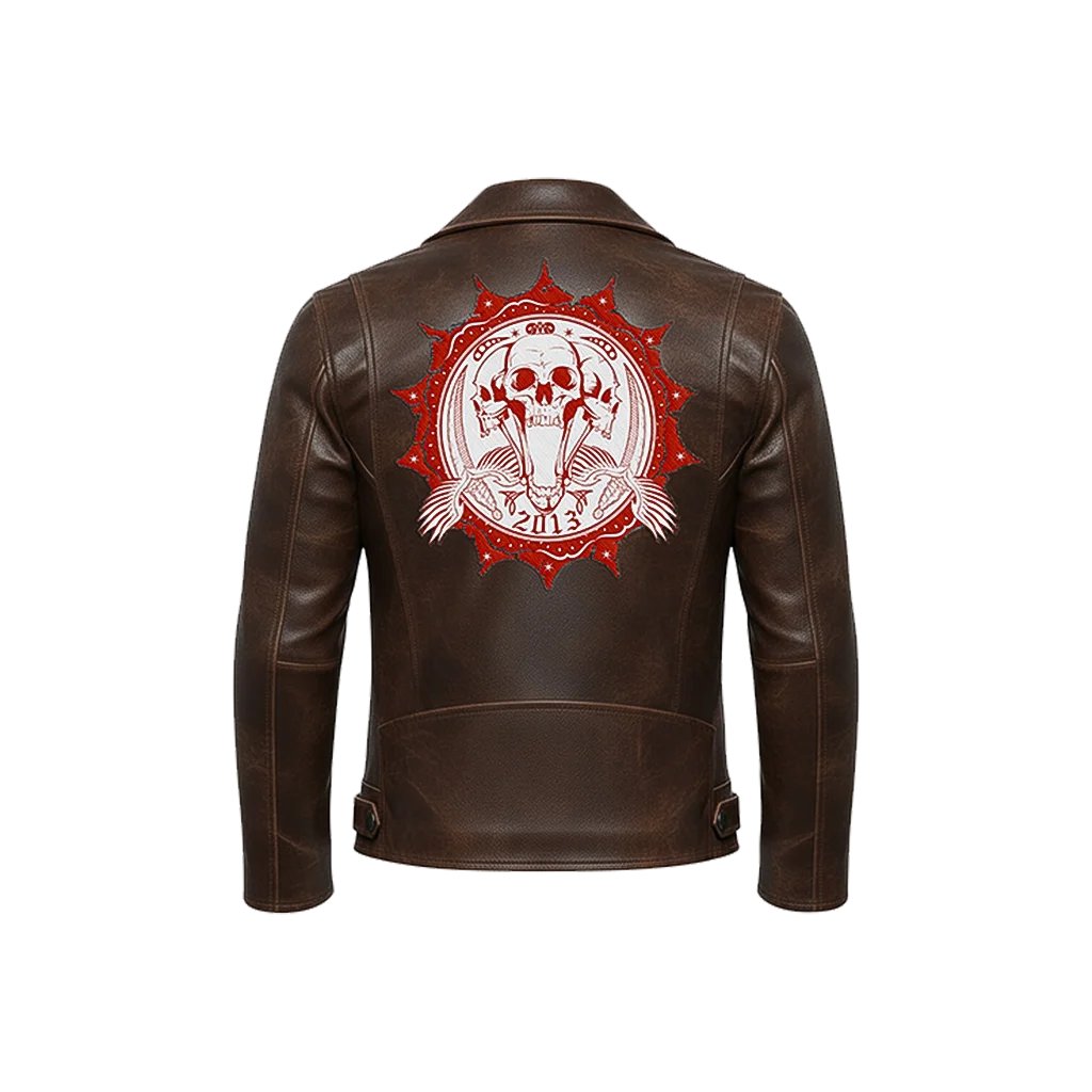 2013 Three-Headed Skull Leather Moto Jacket