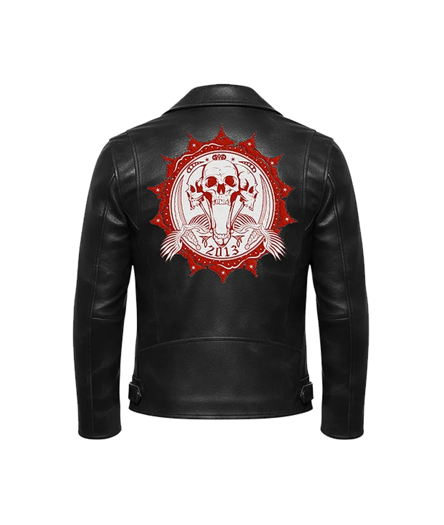 2013 Three-Headed Skull Leather Moto Jacket