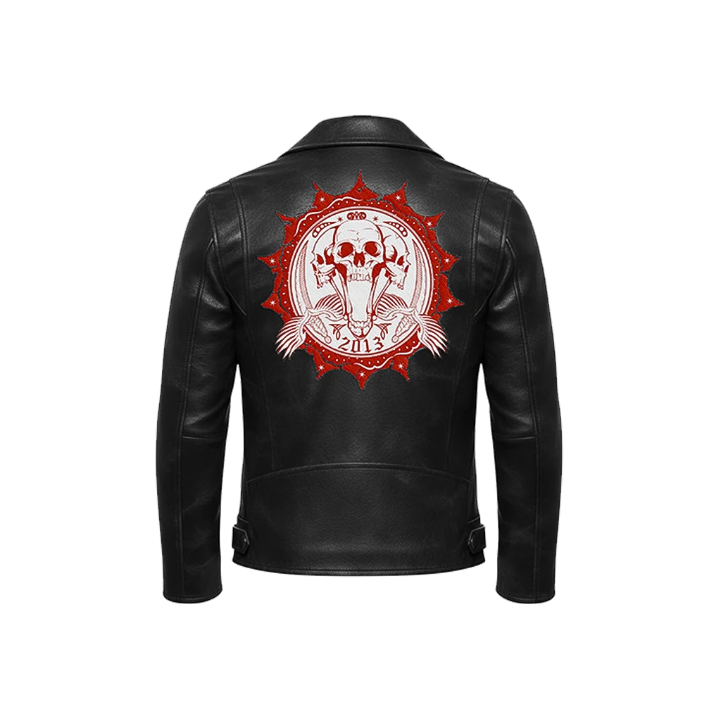 2013 Three-Headed Skull Leather Moto Jacket