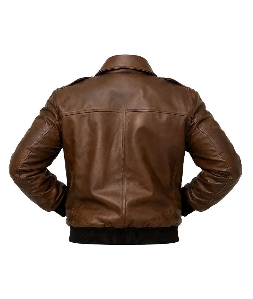 Men’s Distressed Brown Leather A-2 Aviator Flight Jacket