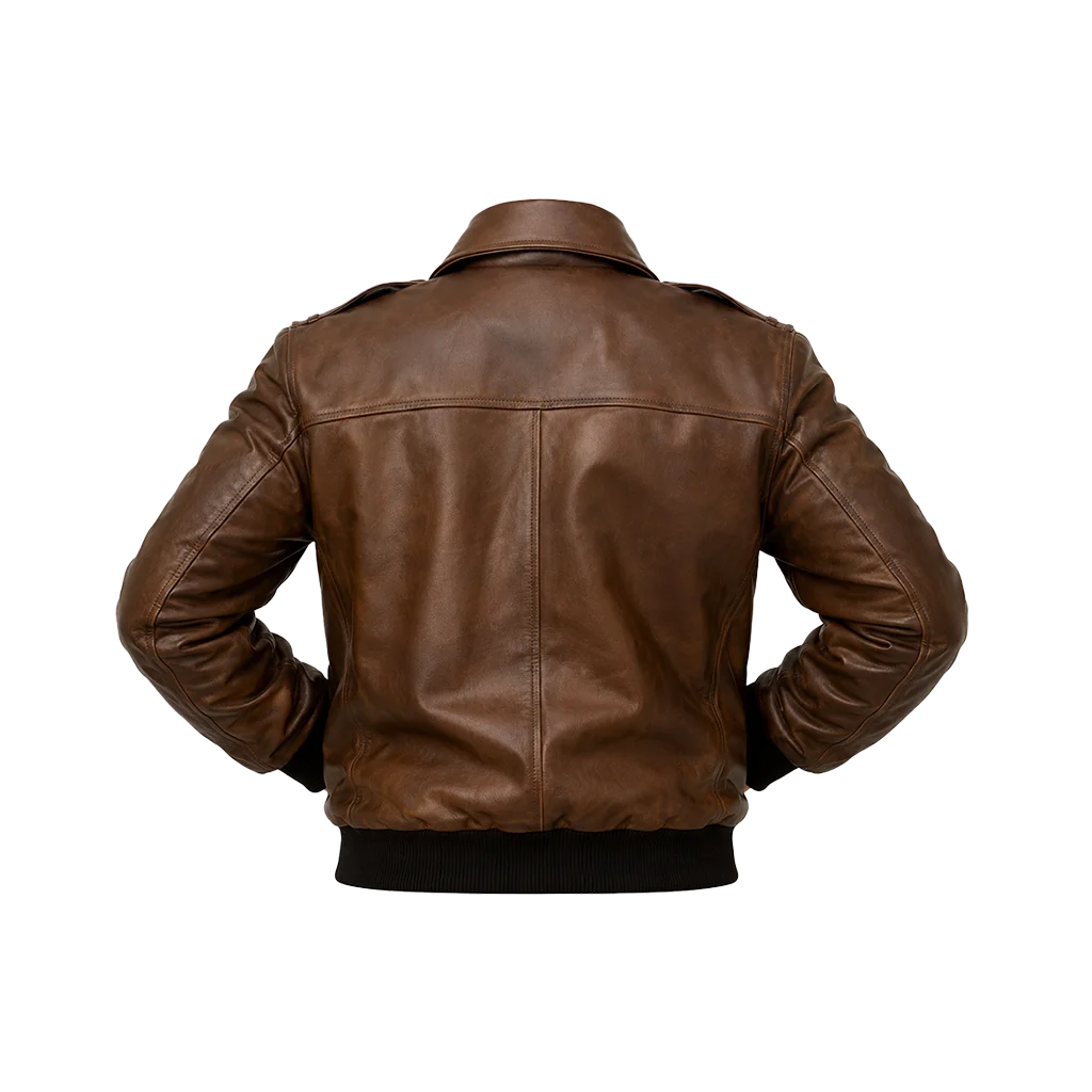 Men’s Distressed Brown Leather A-2 Aviator Flight Jacket