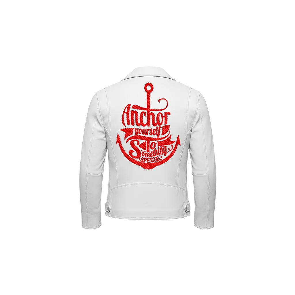 Anchor Yourself Red Anchor Leather Jacket