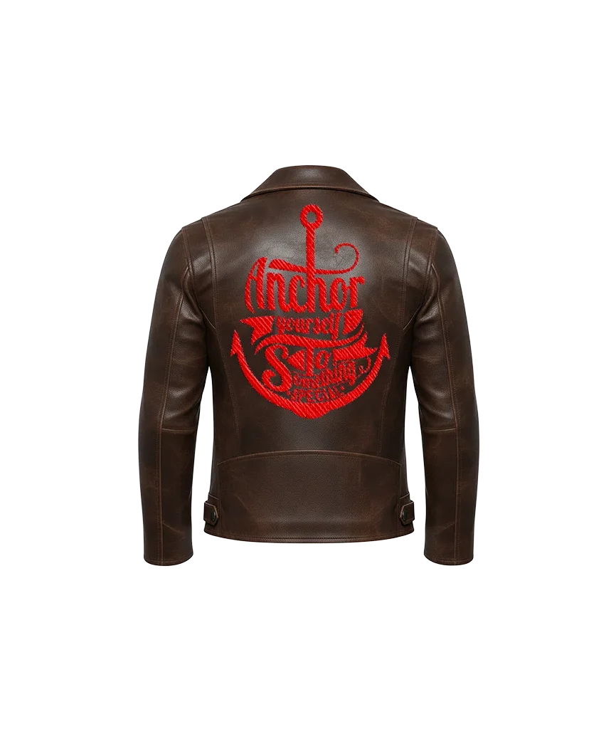 Anchor Yourself Red Anchor Leather Jacket