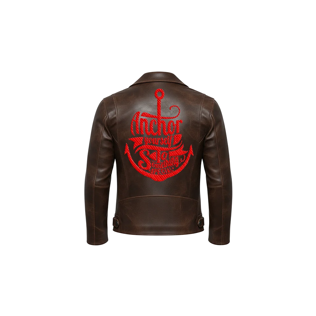 Anchor Yourself Red Anchor Leather Jacket