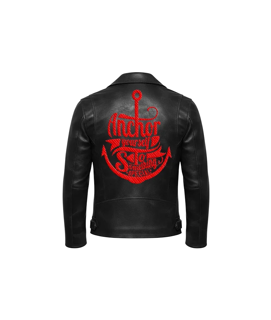 Anchor Yourself Red Anchor Leather Jacket