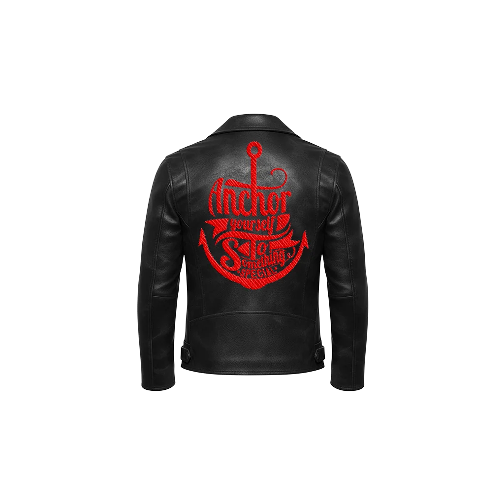 Anchor Yourself Red Anchor Leather Jacket