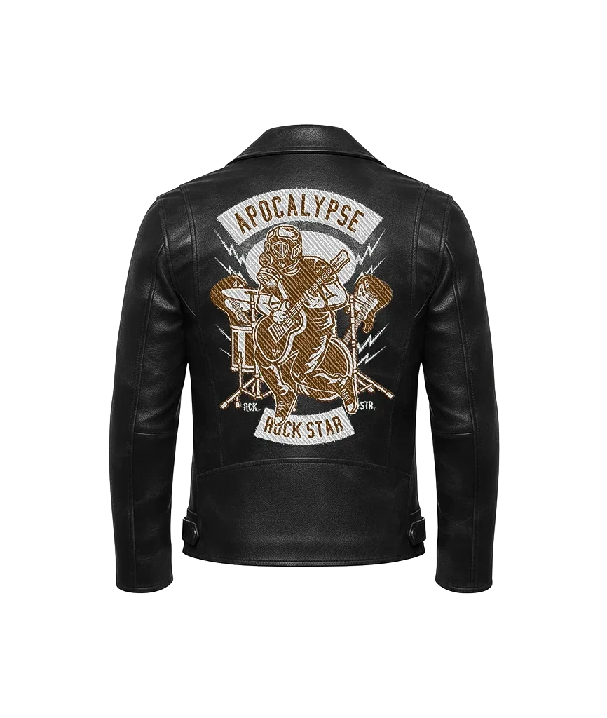 Apocalypse Rock Star Gas Mask Guitarist Leather Jacket