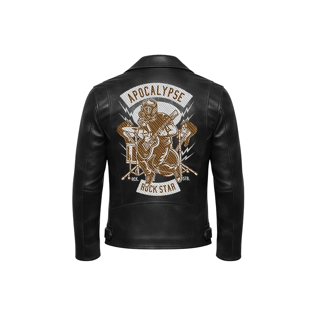 Apocalypse Rock Star Gas Mask Guitarist Leather Jacket