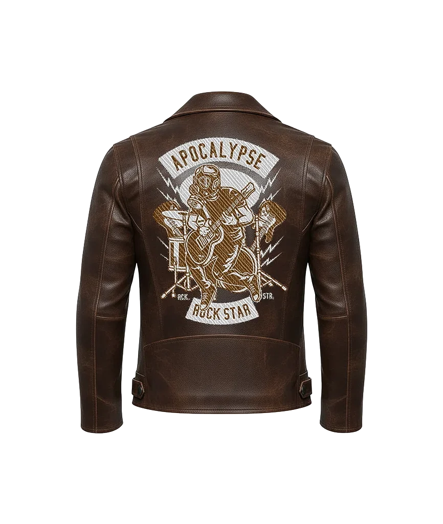 Apocalypse Rock Star Gas Mask Guitarist Leather Jacket