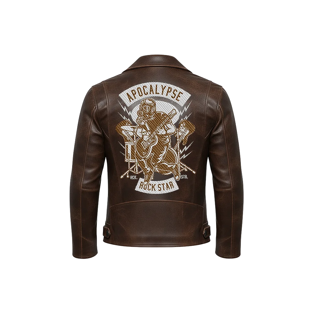 Apocalypse Rock Star Gas Mask Guitarist Leather Jacket