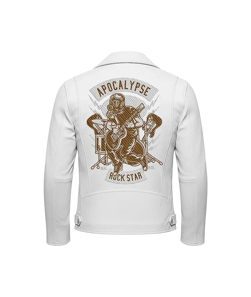 Apocalypse Rock Star Gas Mask Guitarist Leather Jacket