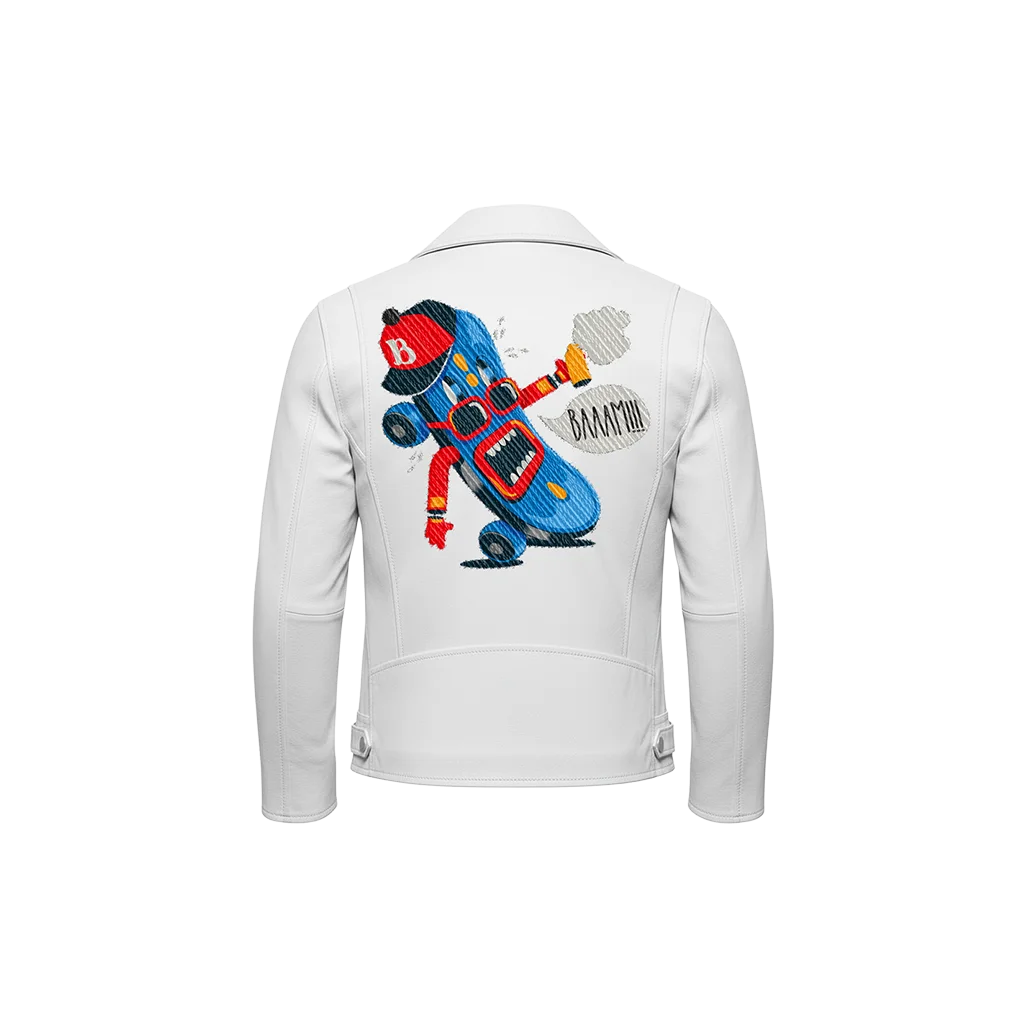 BAAAM!!! Skateboard Mascot Leather Moto Jacket