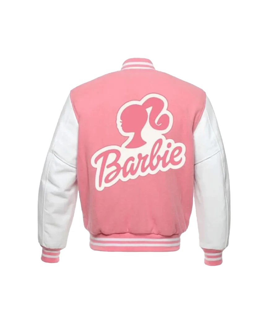 Women’s Barbie Pink and White Varsity Letterman Jacket