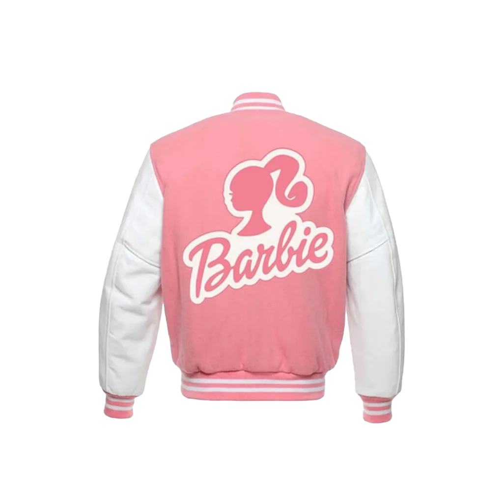Women’s Barbie Pink and White Varsity Letterman Jacket