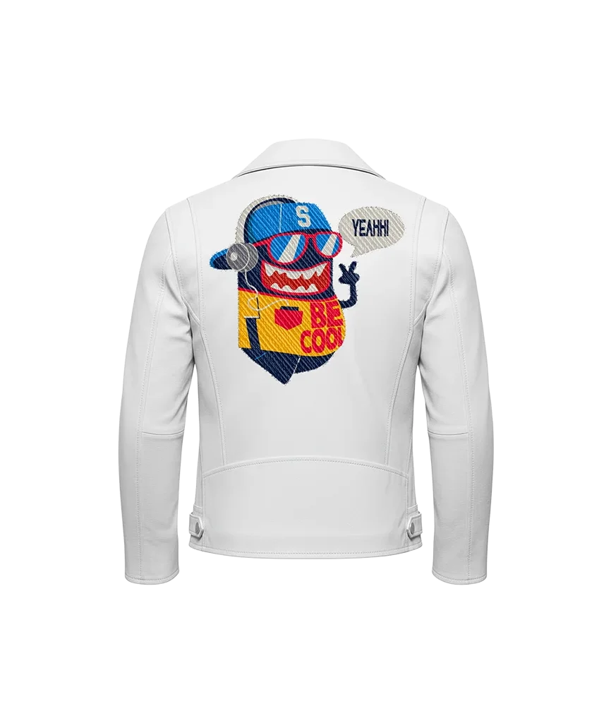 Be Cool DJ Monster Cartoon Mascot Leather Moto Jacket