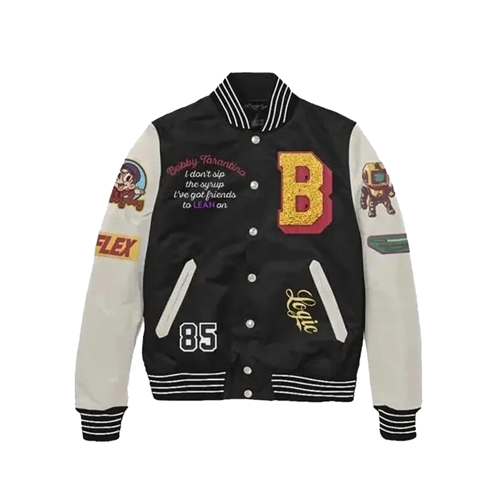Bobby Tarantino Logic Black Patchwork Varsity Jacket