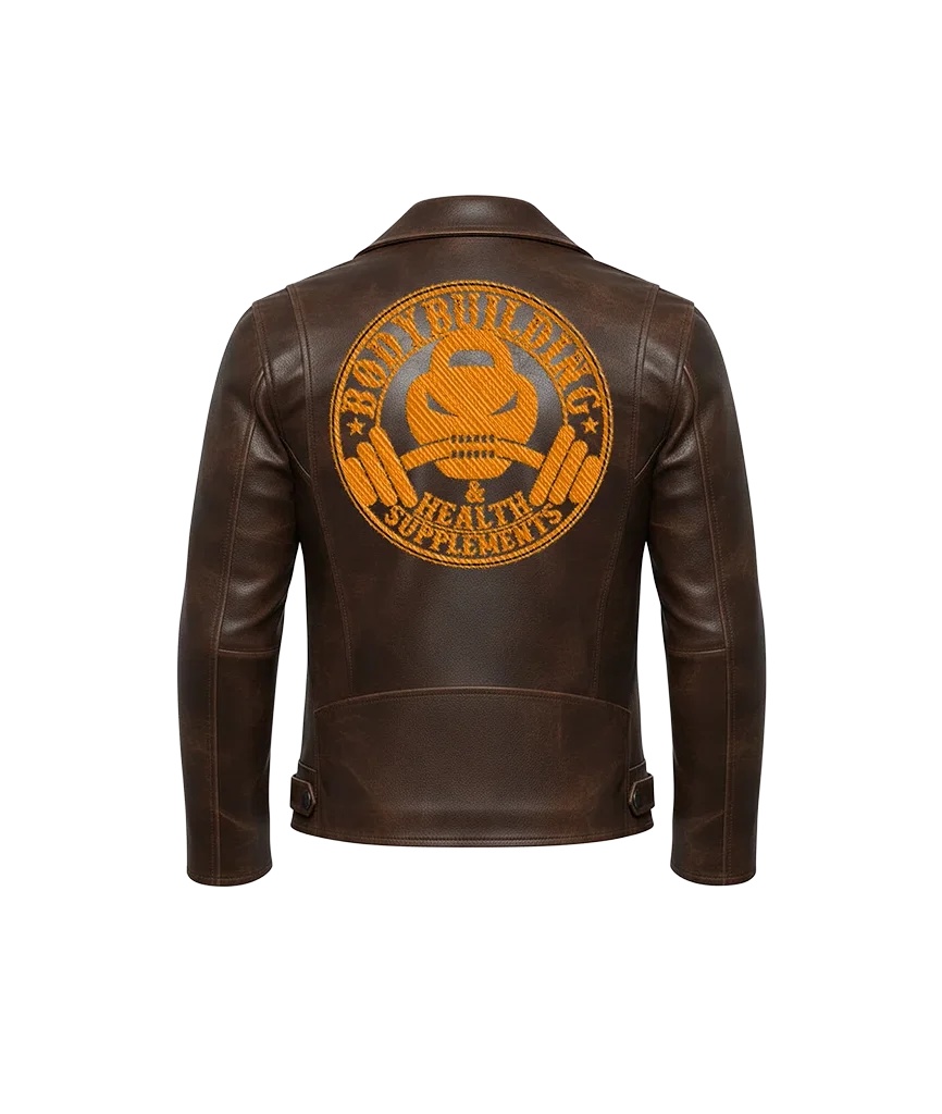 Bodybuilding & Health Supplements Kettlebell Skull Leather Jacket