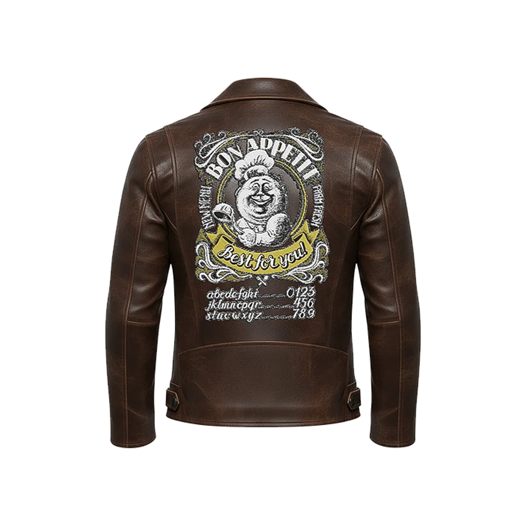 Unisex “Bon Appetit” Vintage Chef Leather Jacket