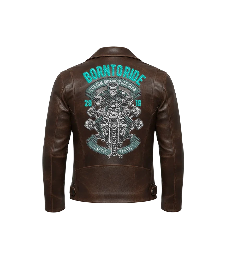 Born To Ride Custom Motorcycle Club Leather Jacket